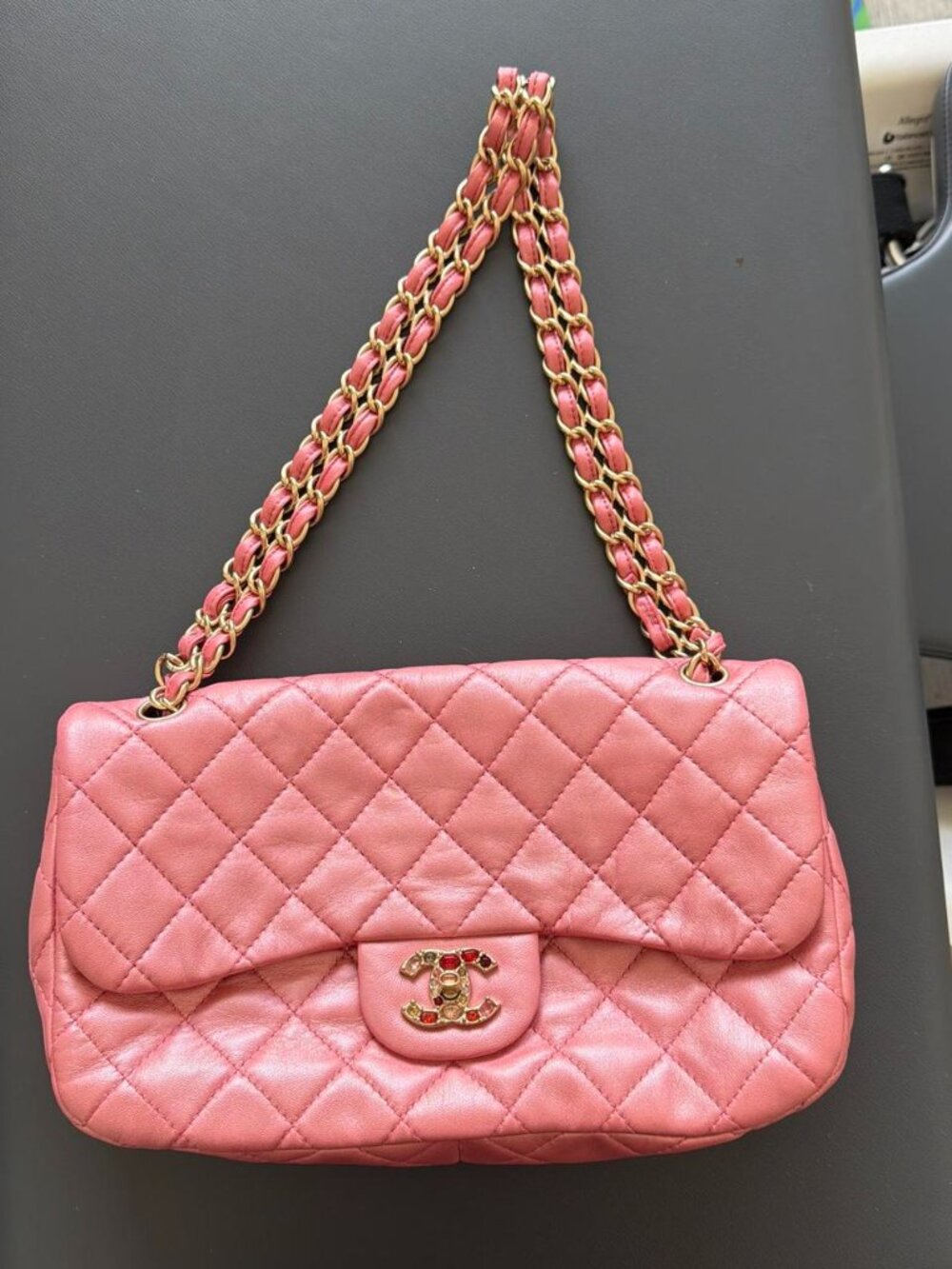 Chanel Pink Quilted Lambskin Flap Bag w/ Jeweled CC Turn Lock ✨ Rare